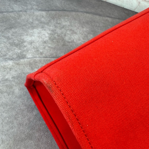 VERSACE Canvas Suppler Calfskin Cabas GV Signature Tote Red - Picture 10 of 16